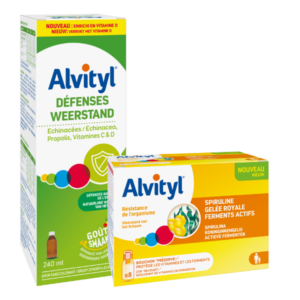 La gamme Alvityl Défenses contient Alvityl Défenses Sirop, Alvityl Défenses Comprimés, Alvityl Résistance de l'organisme Fioles, Alvityl Immunistim Gélules, Alvityl Vitamine D3 Spray.